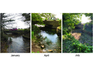 Photographs of the same river during different months